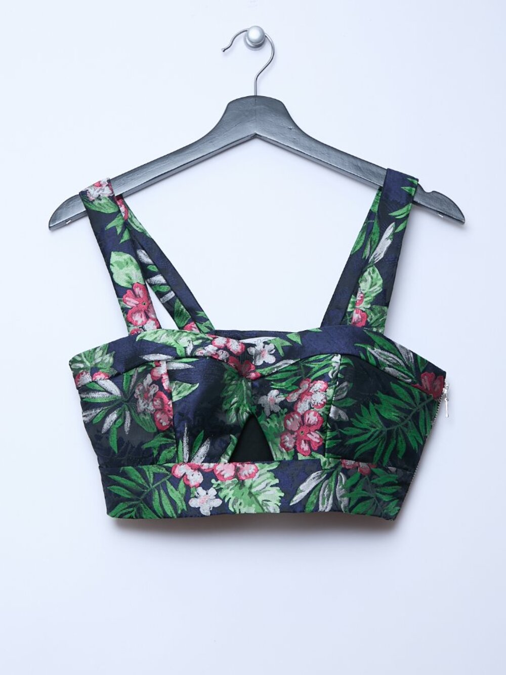 PatBo Tropical Floral Palm Leaf Bralette Crop Top 4 Small Resort Euro Summer